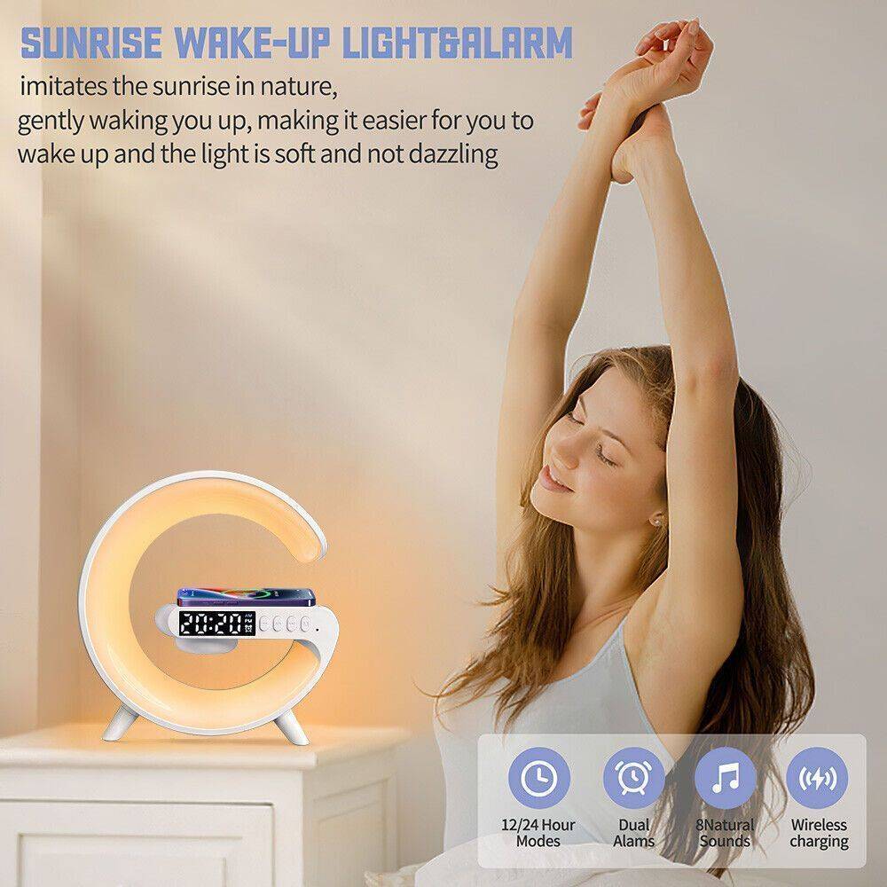 Smart G Lamp: Night Light, Bluetooth Speaker, Wireless Charger & RGB Alarm Clock